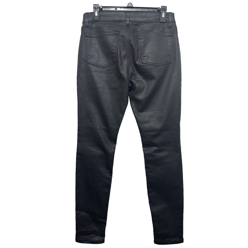 Eileen Fisher Women Sz 6 Black Coated Waxed Organic Cotton Skinny Jean Stretch - Picture 7 of 16